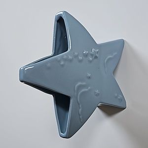 Vintage Ceramic Abingdon Pottery USA Blue Shooting Star Double Vase Planter